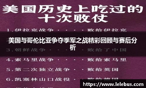 美国与哥伦比亚争夺季军之战精彩回顾与赛后分析